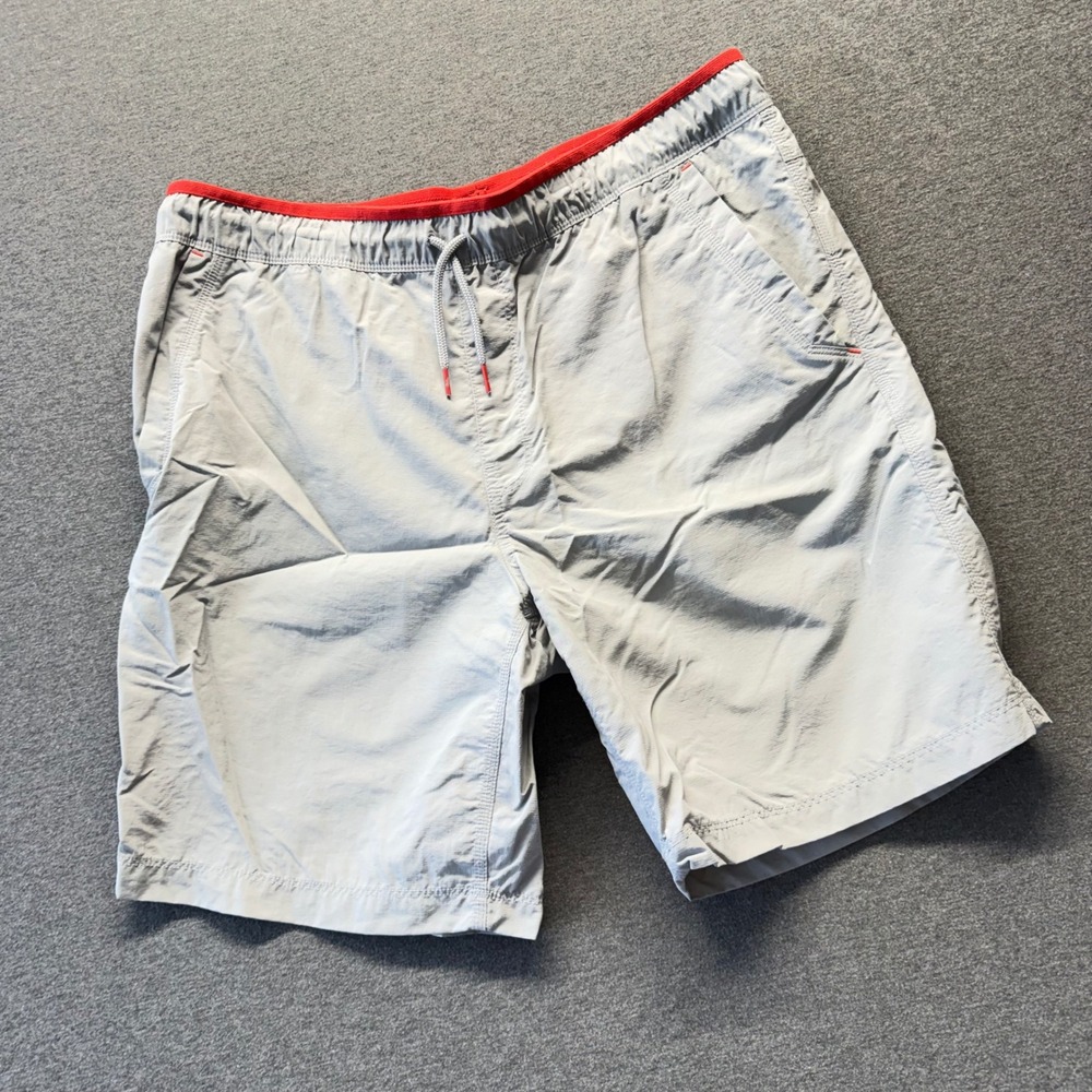 The North Face Mens Gray Hiking Shorts Red Trim Elastic Waist Size Large Regular